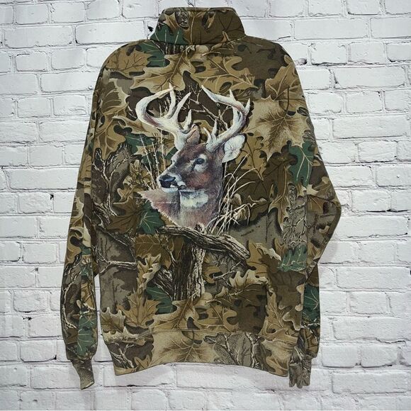 Vintage 90s Camo Trophy Buck Dixie Outfitters Sweatshirt Size Large - Picture 5 of 16